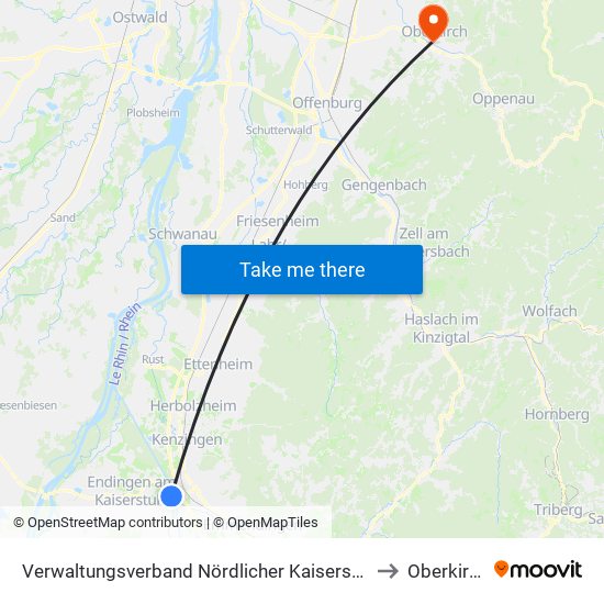 Verwaltungsverband Nördlicher Kaiserstuhl to Oberkirch map