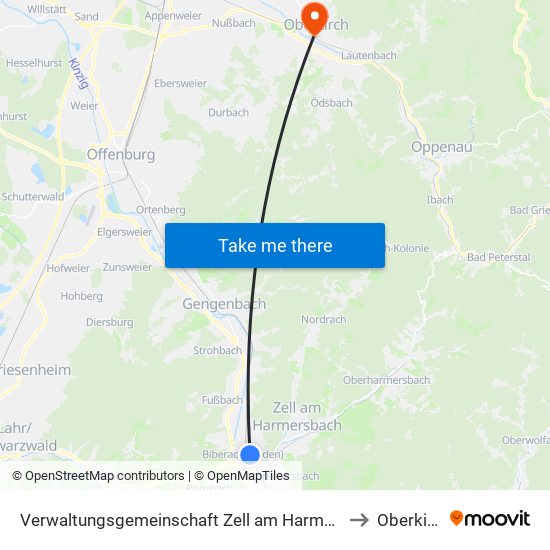 Verwaltungsgemeinschaft Zell am Harmersbach to Oberkirch map