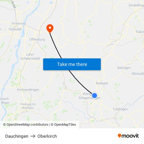 Dauchingen to Oberkirch map