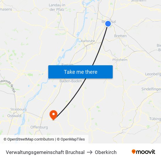 Verwaltungsgemeinschaft Bruchsal to Oberkirch map