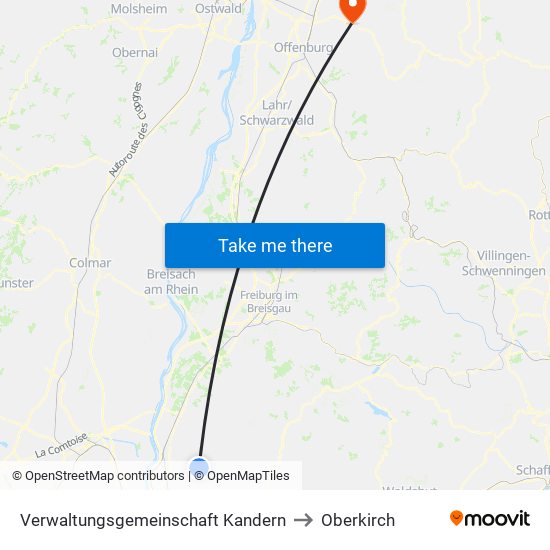Verwaltungsgemeinschaft Kandern to Oberkirch map