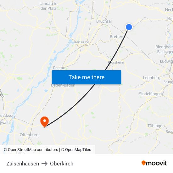 Zaisenhausen to Oberkirch map