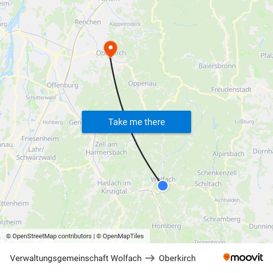 Verwaltungsgemeinschaft Wolfach to Oberkirch map