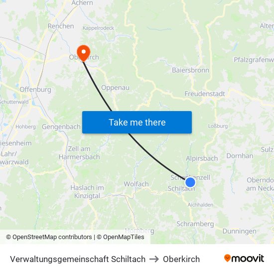 Verwaltungsgemeinschaft Schiltach to Oberkirch map