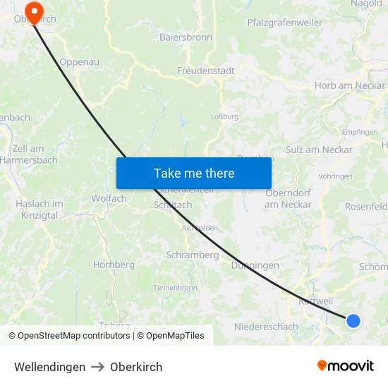 Wellendingen to Oberkirch map