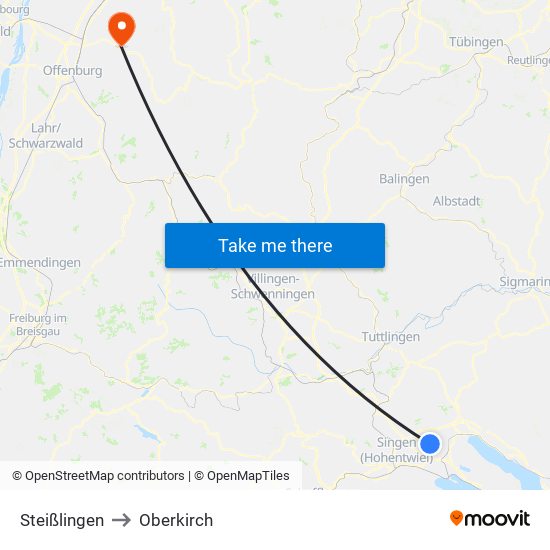 Steißlingen to Oberkirch map