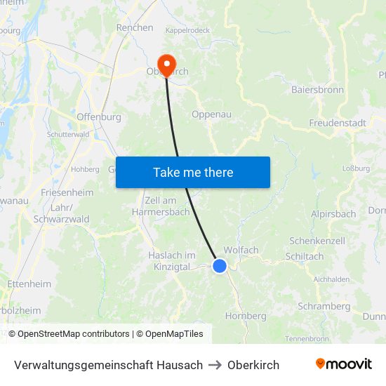 Verwaltungsgemeinschaft Hausach to Oberkirch map