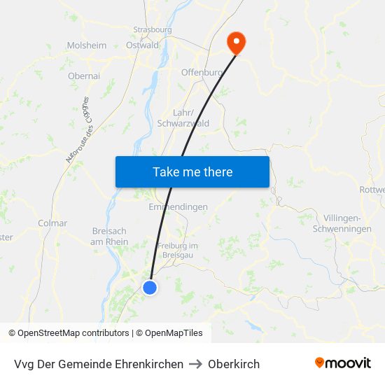 Vvg Der Gemeinde Ehrenkirchen to Oberkirch map