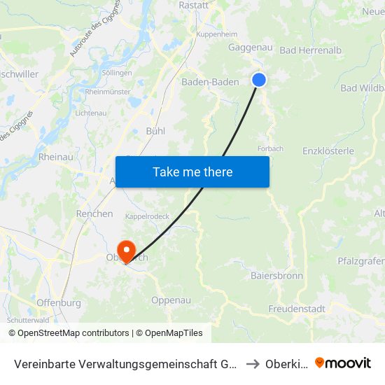 Vereinbarte Verwaltungsgemeinschaft Gernsbach to Oberkirch map