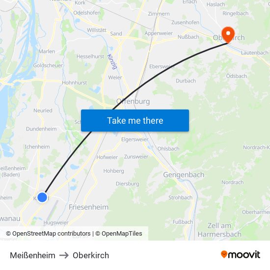 Meißenheim to Oberkirch map