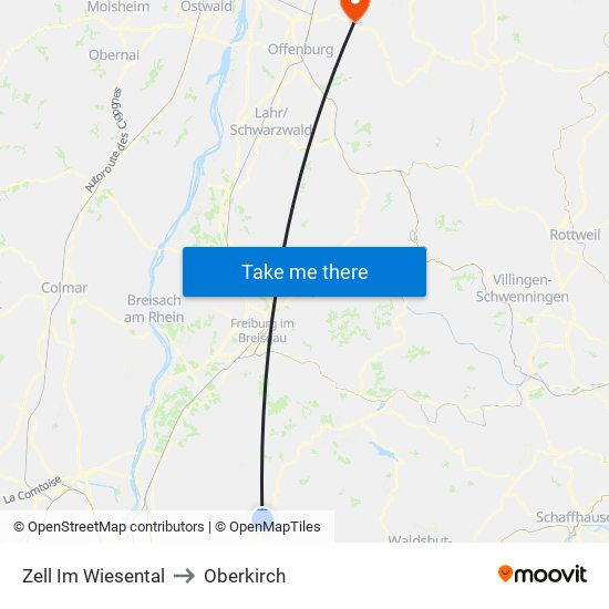 Zell Im Wiesental to Oberkirch map