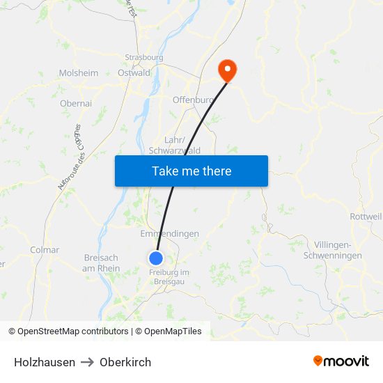 Holzhausen to Oberkirch map