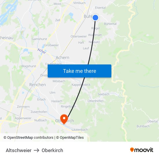 Altschweier to Oberkirch map