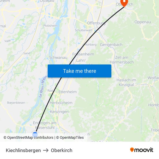 Kiechlinsbergen to Oberkirch map