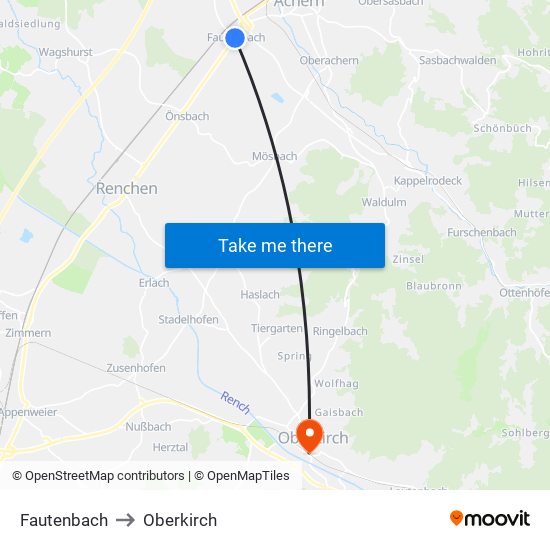 Fautenbach to Oberkirch map