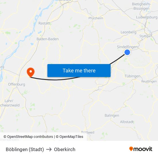 Böblingen (Stadt) to Oberkirch map