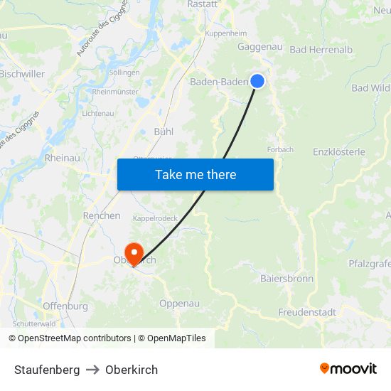 Staufenberg to Oberkirch map