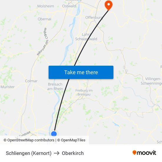 Schliengen (Kernort) to Oberkirch map