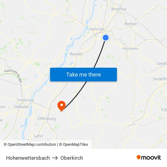 Hohenwettersbach to Oberkirch map