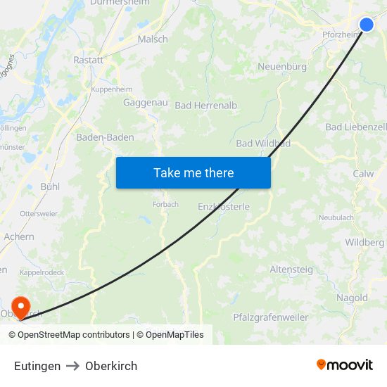 Eutingen to Oberkirch map