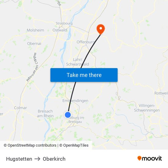 Hugstetten to Oberkirch map