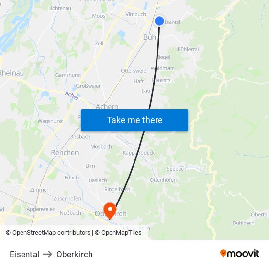 Eisental to Oberkirch map