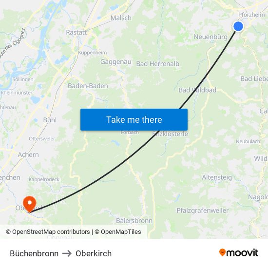 Büchenbronn to Oberkirch map