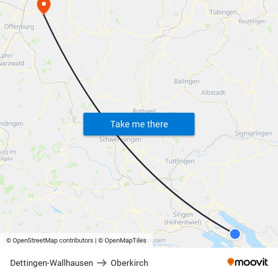 Dettingen-Wallhausen to Oberkirch map