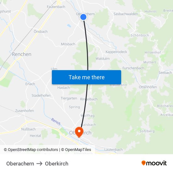 Oberachern to Oberkirch map