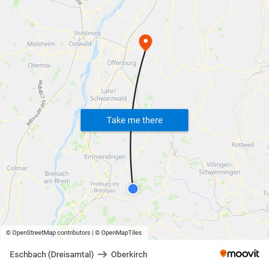 Eschbach (Dreisamtal) to Oberkirch map