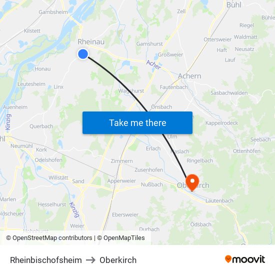 Rheinbischofsheim to Oberkirch map