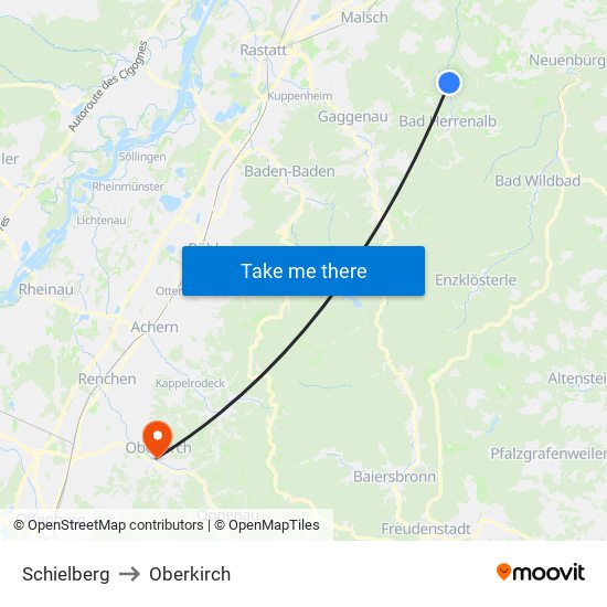 Schielberg to Oberkirch map