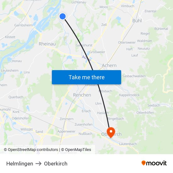 Helmlingen to Oberkirch map