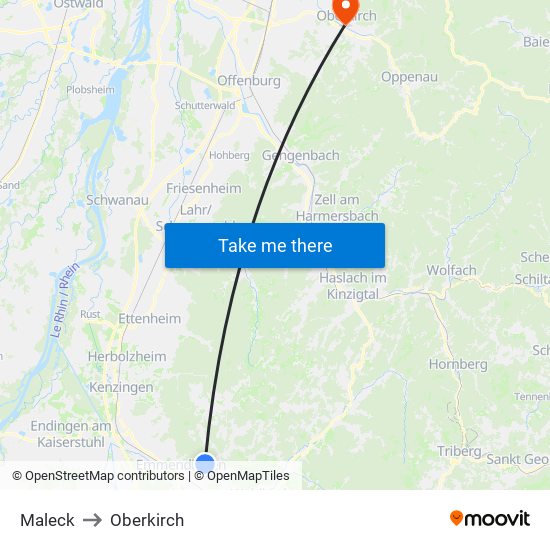 Maleck to Oberkirch map