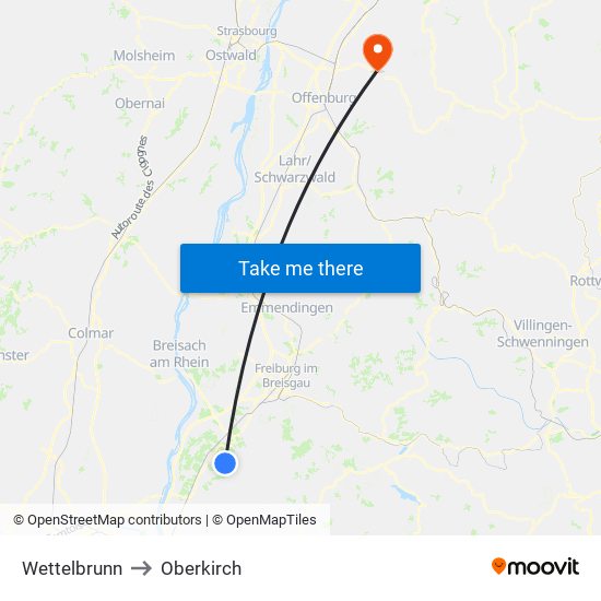 Wettelbrunn to Oberkirch map