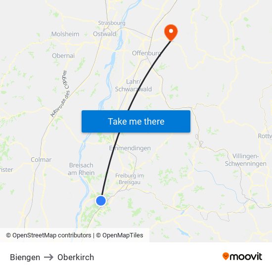 Biengen to Oberkirch map