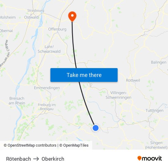 Rötenbach to Oberkirch map