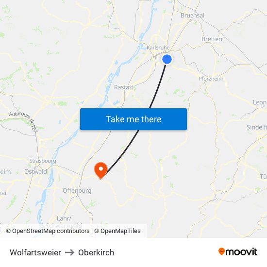 Wolfartsweier to Oberkirch map