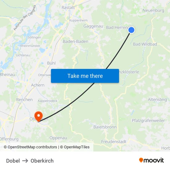 Dobel to Oberkirch map