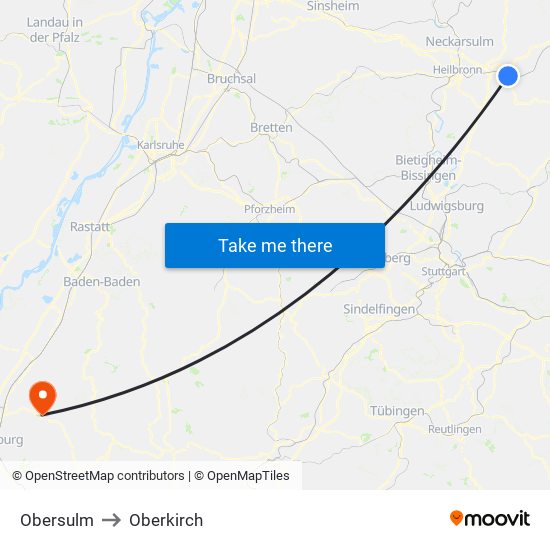 Obersulm to Oberkirch map