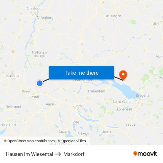 Hausen Im Wiesental to Markdorf map