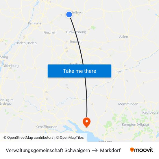 Verwaltungsgemeinschaft Schwaigern to Markdorf map