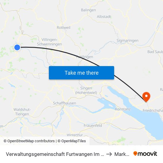 Verwaltungsgemeinschaft Furtwangen Im Schwarzwald to Markdorf map