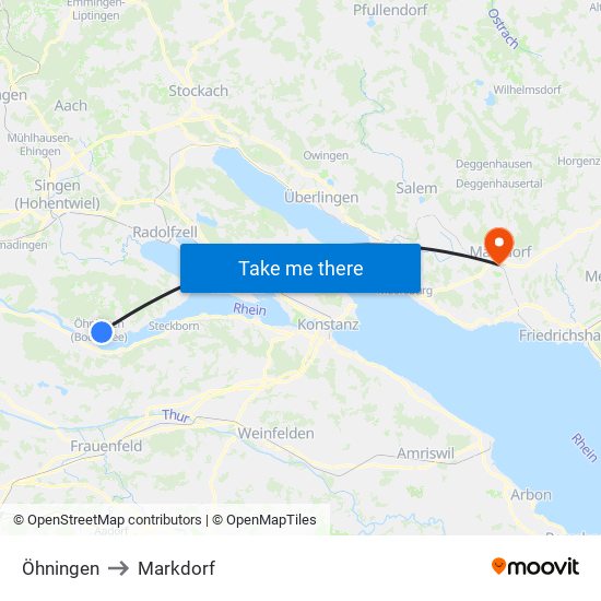 Öhningen to Markdorf map