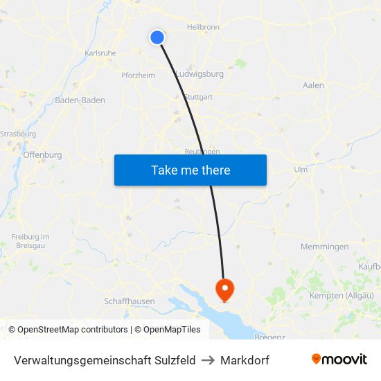 Verwaltungsgemeinschaft Sulzfeld to Markdorf map