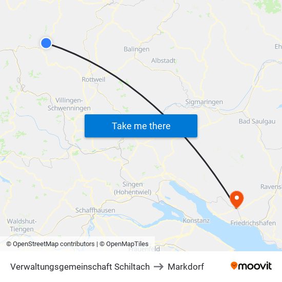 Verwaltungsgemeinschaft Schiltach to Markdorf map