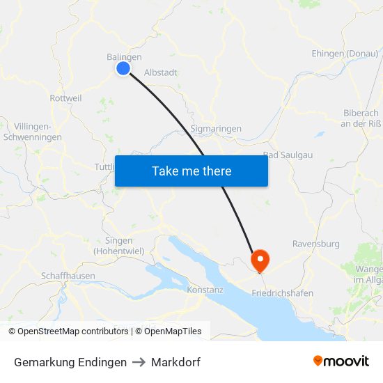 Gemarkung Endingen to Markdorf map