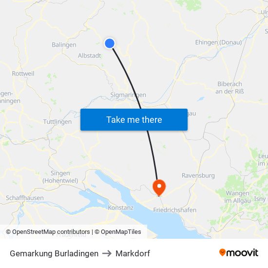 Gemarkung Burladingen to Markdorf map