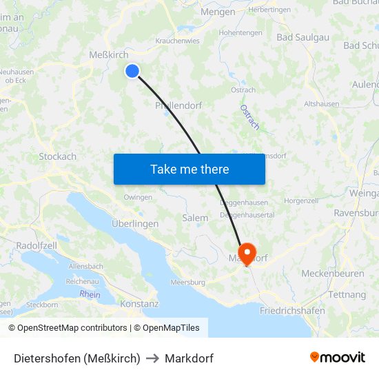 Dietershofen (Meßkirch) to Markdorf map