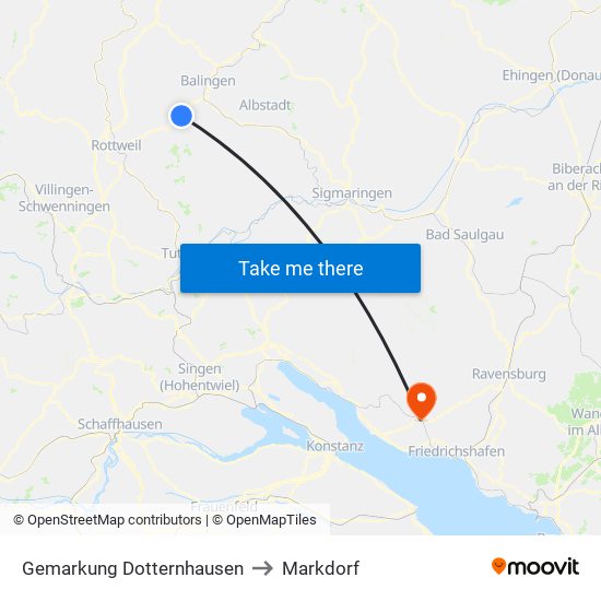 Gemarkung Dotternhausen to Markdorf map